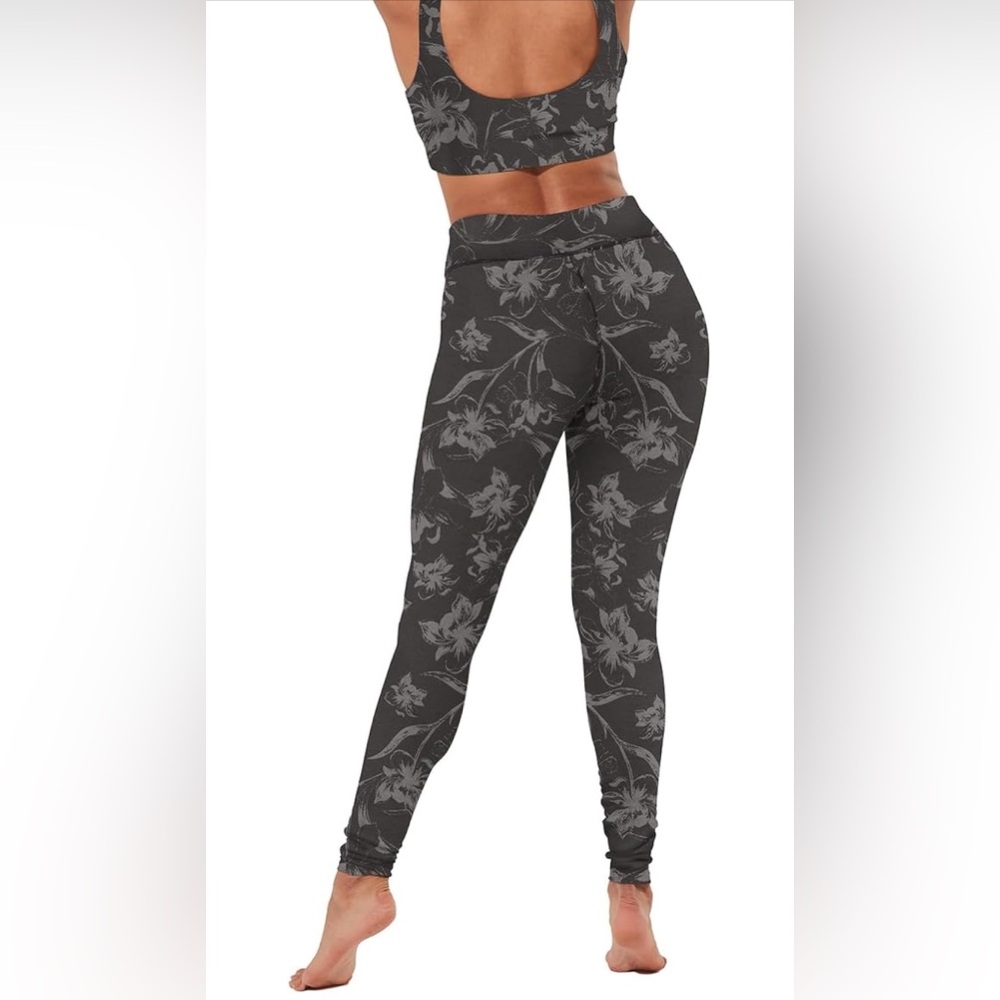 NEW Pact Organic Cotton Go-to Legging - Vineyard Floral Raven Gray Leggings - XS